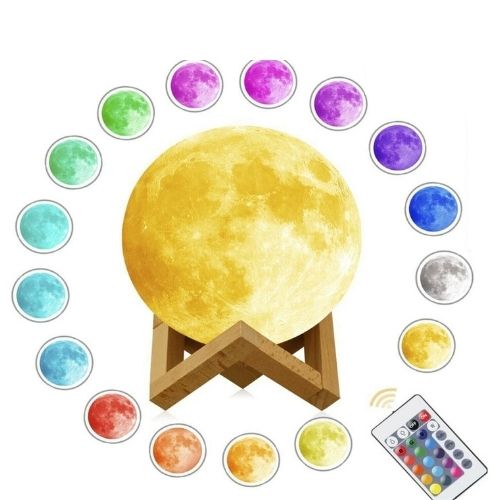 Rechargeable Moon Lamp Night Light Kids Dimmable LED Color Change 3D Dimmable CA