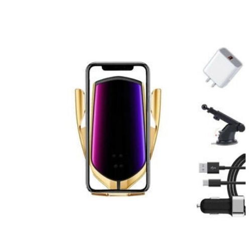 Wireless Car Charger Holder Mount Luxury Auto-Clamping Qi Fast Charging