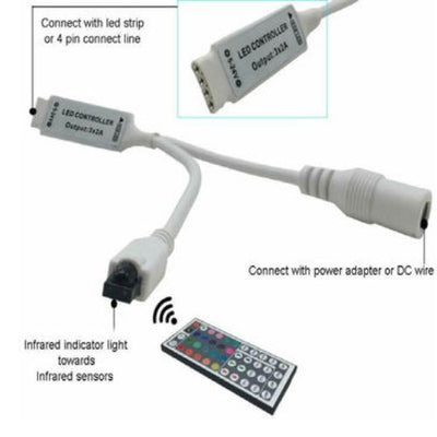 LED Strip Light controller 44 Key IR Infrared Wireless Remote with IR Receiver