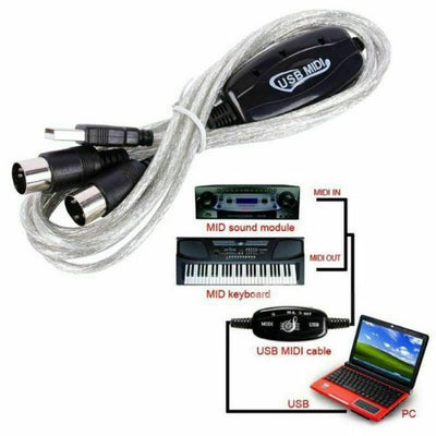 MIDI to USB Cable 5 Pin MIDI DIN USB Interface Adapter MIDI Converter For Mac PC