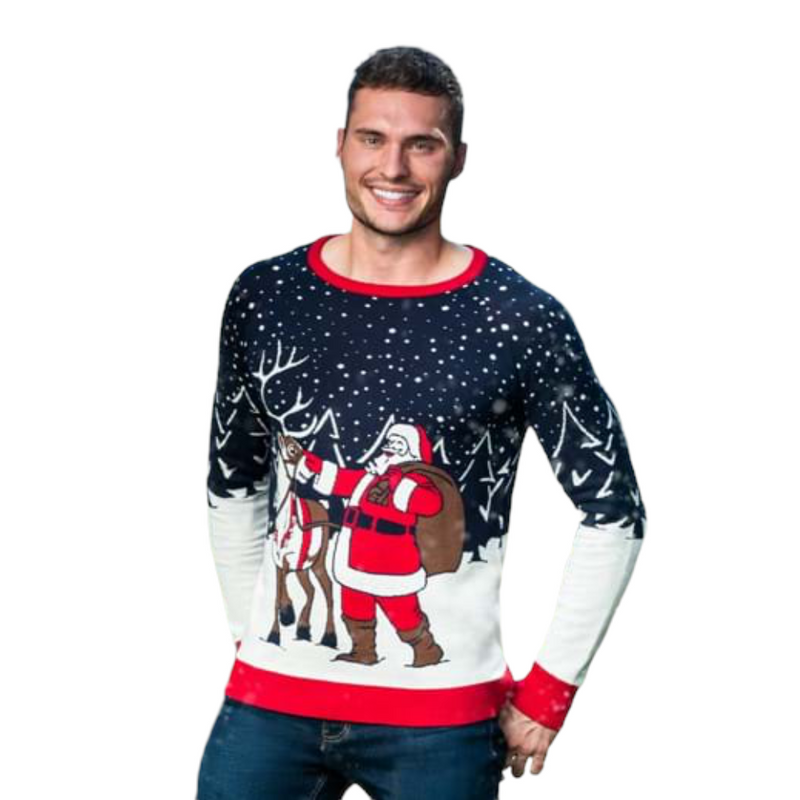 Santa and Reindeer Ugly Christmas Sweater