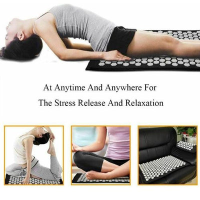 New Yoga Acupressure Massage Mat + Pillow Spiky Pain Stress Soreness Relax Body