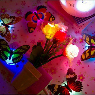 1-5 PCS Butterfly Light 3D Colorful Stick on Mood Light Toy Wall Decor Party CA