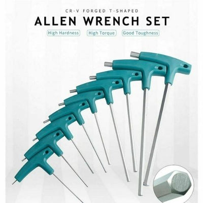 9PCS Allen Key Hex Wrench Set Flathead T-Handle Spanner Hand Tools Bike Reapair
