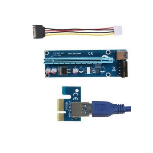 PCI-E 1x to 16x Powered USB 3.0 Extender Riser Adapter Card