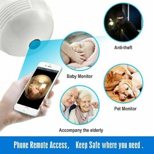 1080P Wifi ip camera Wireless Light Bulb Home Security Fisheye Bulb Lamp Night