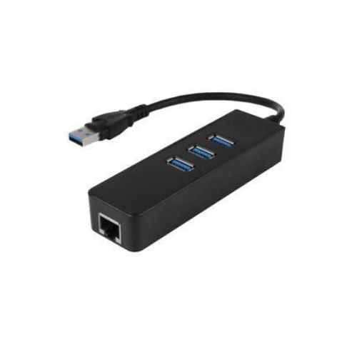 Black 1000M 3 Port Hub USB 3.0 To RJ45 Gigabit Ethernet Lan Network Adapter