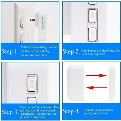 Waterproof Wireless Doorbell Kit 4 Volume Levels for Home,Office,Shops,Classroom