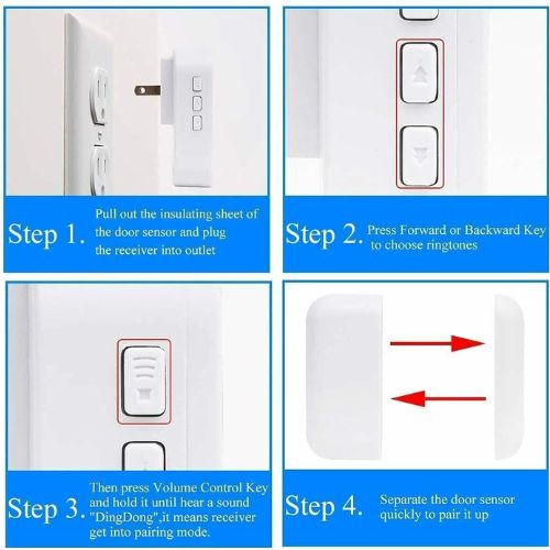 Waterproof Wireless Doorbell Kit 4 Volume Levels for Home,Office,Shops,Classroom