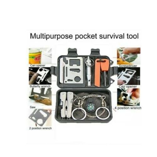 9 in 1 SOS Kit Outdoor Emergency Equipment Box For Camping Survival Gear Kit