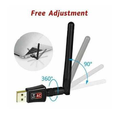 USB WiFi Wireless Adapter 802.11ac AC600 Dongle WPS 5GHz Dual Band 5dBi Antenna