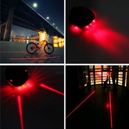 Bicycle Tail Light Rear 2 Laser + 5 LED Night Flashing Bike Safety Warning Lamps