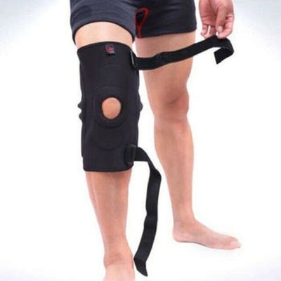 Hinged Knee Brace Support with Strap & Side Sports Compression Wrap for Running