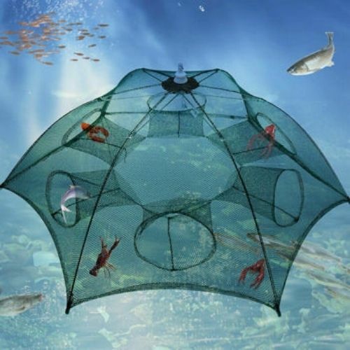 New Fishing Bait Trap Crab Net Crawdad Shrimp Cast Dip Cage Fish Minnow Foldable