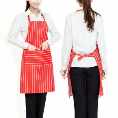 NEW Apron Bib Pocket Butcher Waiter Chef Kitchen Cooking Craft CA Red And Black