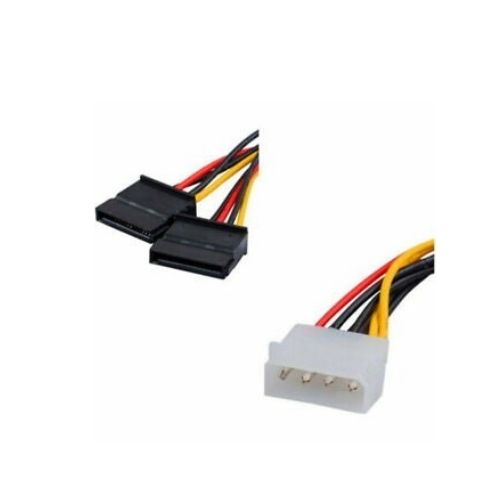 4P IDE to 2 Serial ATA SATA 15pin Y Splitter Hard Drive Power Adapter Cable 15cm