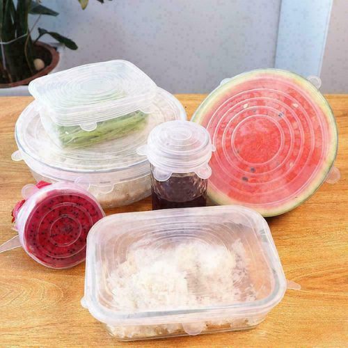 12 Pcs Silicone Stretch Reusable Bowl Food Storage Wraps Cover Seal Fresh Lids