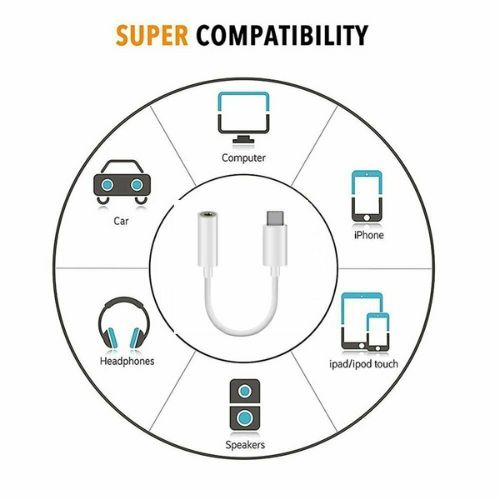 Type C USB-C to 3.5mm Earphone Headphone Jack Plug Aux Audio Adapter Cable Cord