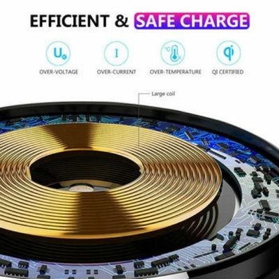 Fast Qi Wireless Charger Charging Pad For Samsung iPhone Xs Xr S8 S9 S10 Galaxy