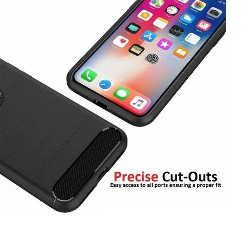 For iPhone XR X XS Max Case - Carbon Fiber Shockproof Thin Soft Back Cover