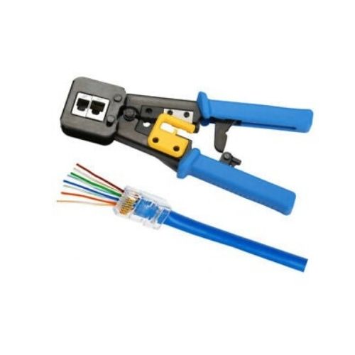 RJ45 Crimp Tool Pass Through Cat5 Cat5e Cat6 Crimping Tool for RJ45/RJ12 Regular