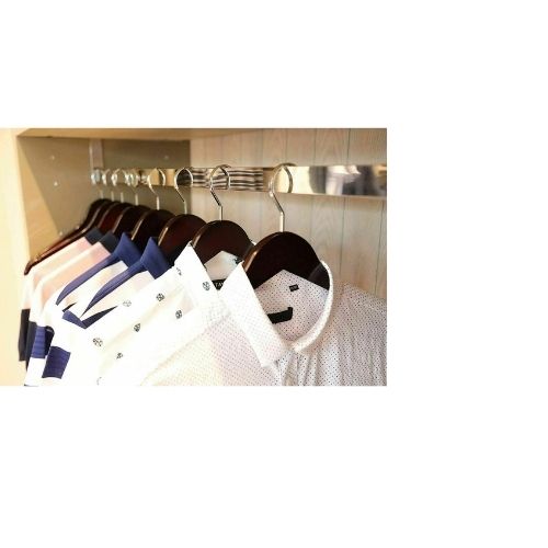 5PCS Wooden Clothes Suit Hangers Pant Coat W/ Cut Notches Trouser Rack Wardrobe