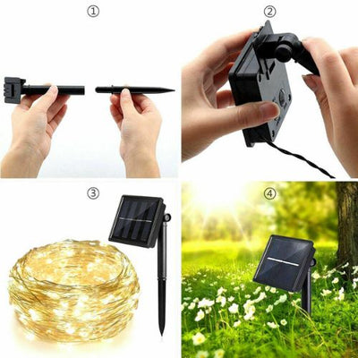 Solar 30M LED String Strip Lights Waterproof Fairy Lights Outdoor Garden Xmas CA