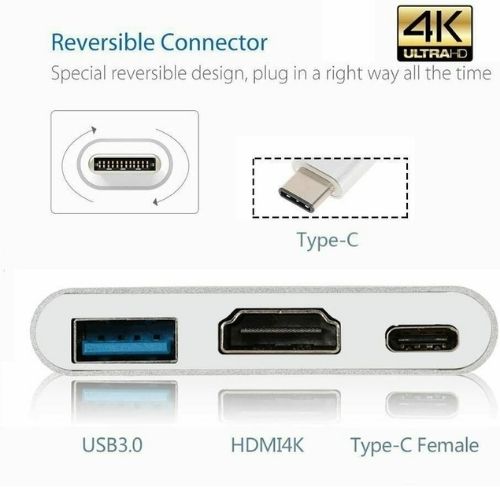 USB Type-C 3.1 to HDMI USB 3.0 Type-C 4K Adapter Converter For Macbook Laptop