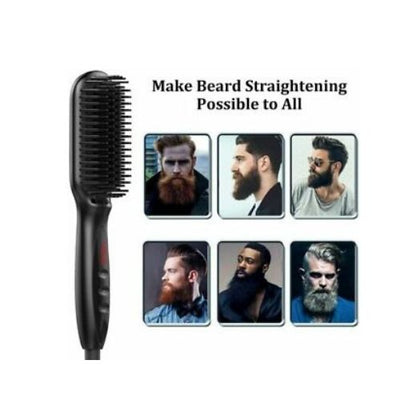 Electric Quick Heated Beard Straightener Brush Hair Comb Curling For Men,Women ~