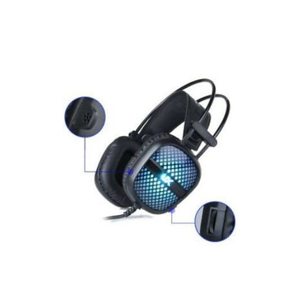 Gaming Headset 7 Color LED Backlight 3.5mm Stereo Over-Ear Headphones with Mic