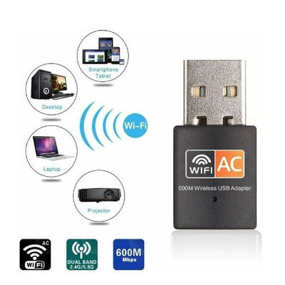 Wireless USB WiFi Adapter Mini Network Dongle 600Mbps Windows MAC Linux 2.4G/5G