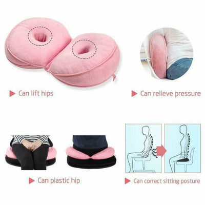 Dual Comfort Memory Foam Cushion Butt Orthopedic Brace Hip Lift Up Seat Cushion