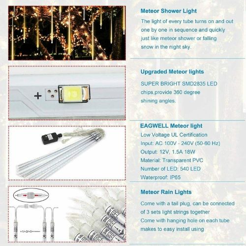 LED Meteor Shower Rain Lights Drop Icicle Snow Falling Raindrop Wedding Xmas Tre