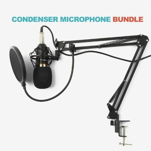 Condenser Microphone Bundle Kit Studio Audio Recording with Adjustable Arm Stand