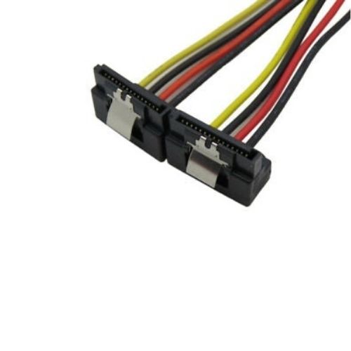 20cm SATA 15-Pin Male to 2 x 15P Female 90 Degree Y Splitter Adapter Power Cable