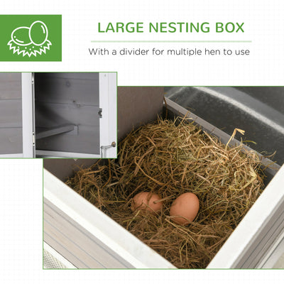 76" Wooden Chicken Coop Hen House with Outdoor Run Nesting Box Slide-out Tray