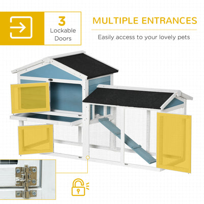 Two Story Small Animal House w/ Slide Out Tray, Ramp, Outdoor Run