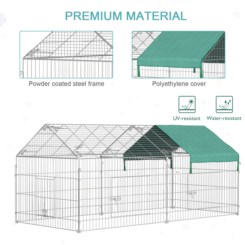 Galvanized Cage with Cover for Dog, Rabbit, and Chicken Run, 87&quot;