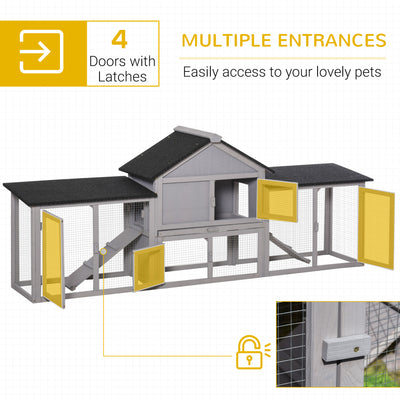 Fir Wood Bunny Hutch w/ Slide out Tray Ramps Asphalt Roof  for Outdoor Use