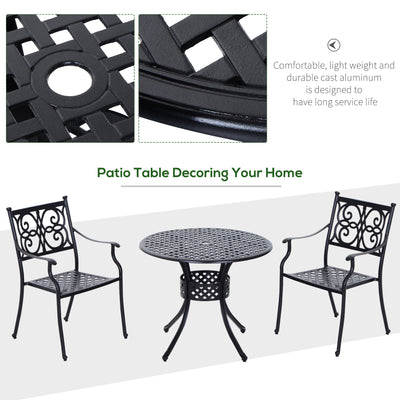 Square/Round Cast Aluminum Outdoor Dining Table Garden Patio Furniture Black