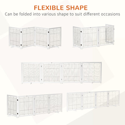 Freestanding Folding Pet Gate 4 Panels Dog Puppy Barrier with Support Feet
