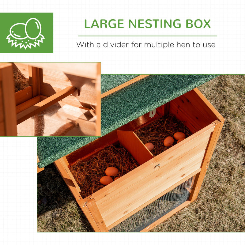 76" Wooden Chicken Coop Hen House with Outdoor Run Nesting Box Slide-out Tray