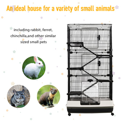 Moveable Small Animal Cage with Ramp, Platform, &amp; Strong Heavy Duty Build