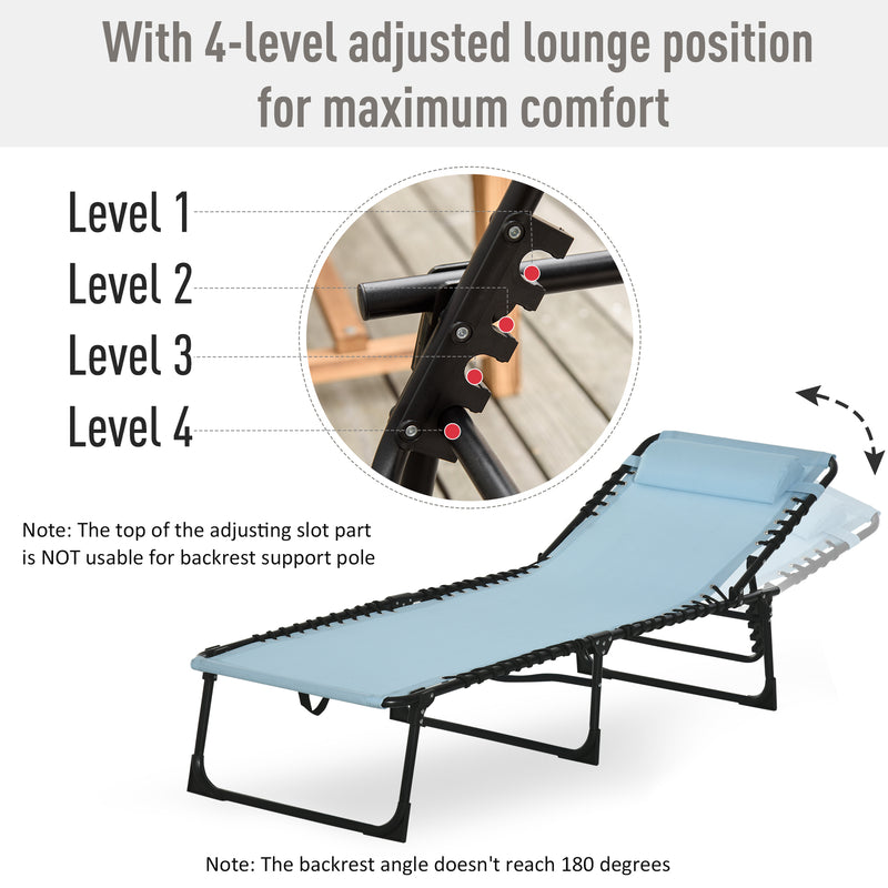 4-Level Adjustable Folding Up Lounger Reclining Bed Cot Lightweight