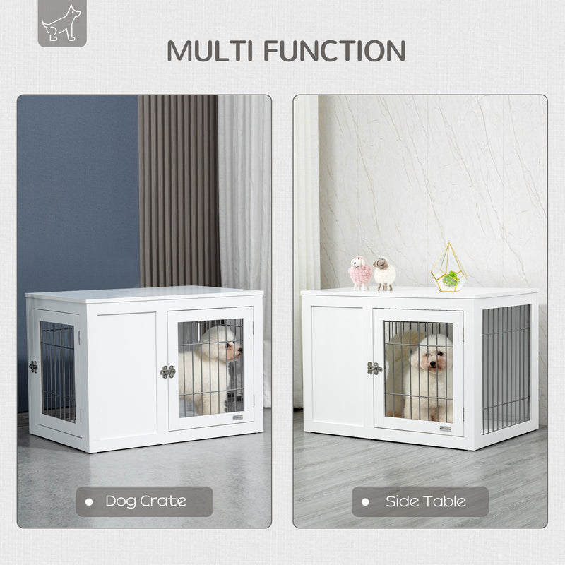 Furniture Style Dog Crate End Table, w/ Double Doors for Small &amp; Medium Dogs