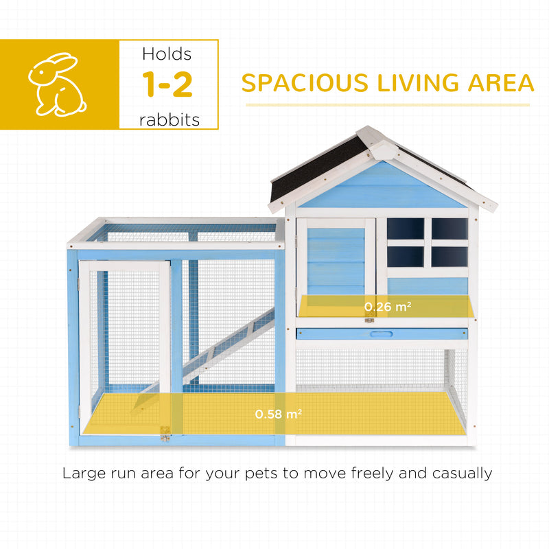 48&quot; Rabbit Hutch Cage Bunny House Wooden Habitat Pet Small Animal w/ Tray &amp; Ramp