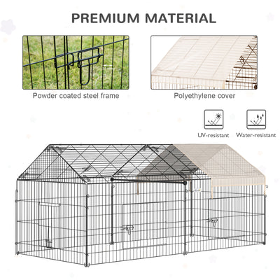 Galvanized Cage with Cover for Dog, Rabbit, and Chicken Run, 87&quot;