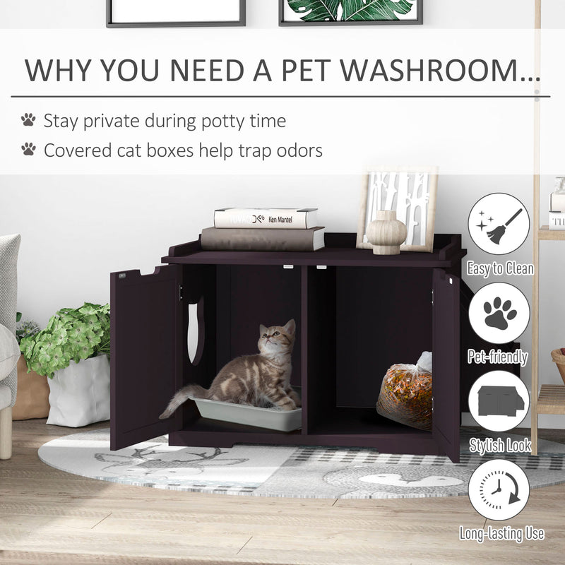 Wood Kitty Washroom Home with Tabletop and Storage Rack with Magnetic Doors