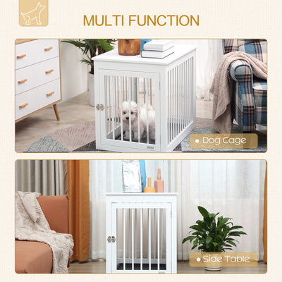 Wooden Dog Crate Furniture End Table Pet Kennel w/ Door Safety Lock