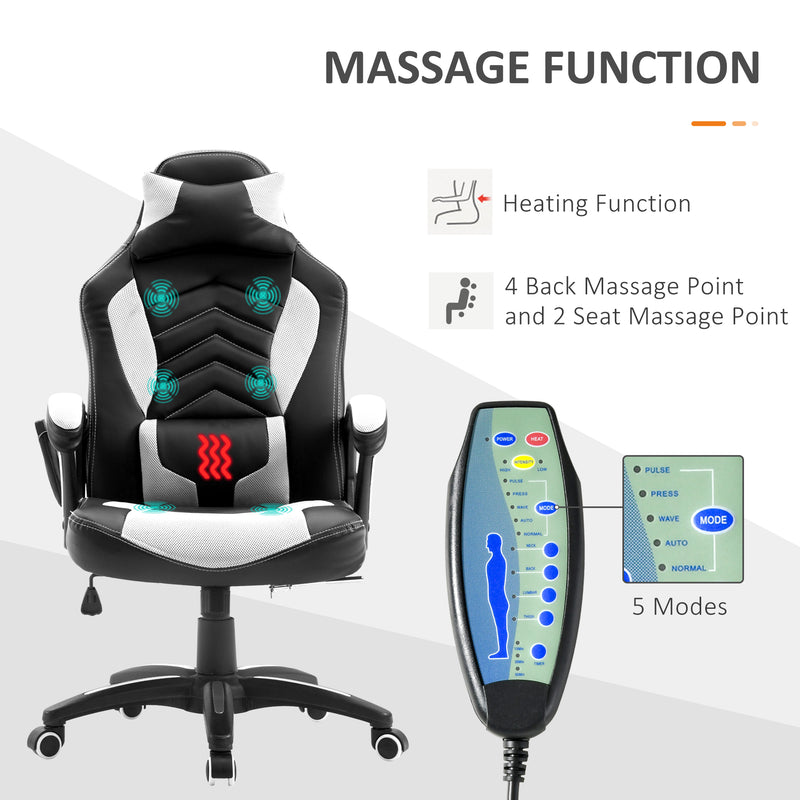 Office Ergomomic Heated Vibrating Massage Chair PU Leather  Swivel Computer Seat